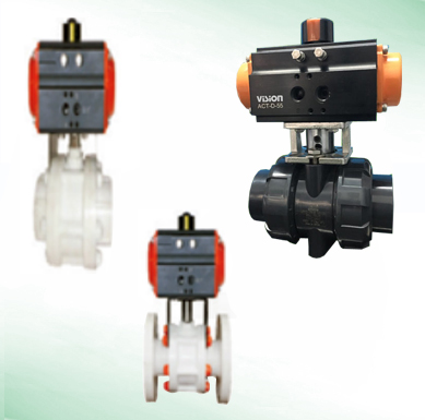Pneumatic Operated / Actuated uPVC / PP Ball Valves